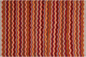 Flat Weave Kilim, Antique, Navaho, Vintage, Handmade, Modern Kilim Rust Beige Hand-Woven Rectangle 100% Wool Area Rug 5 x 6